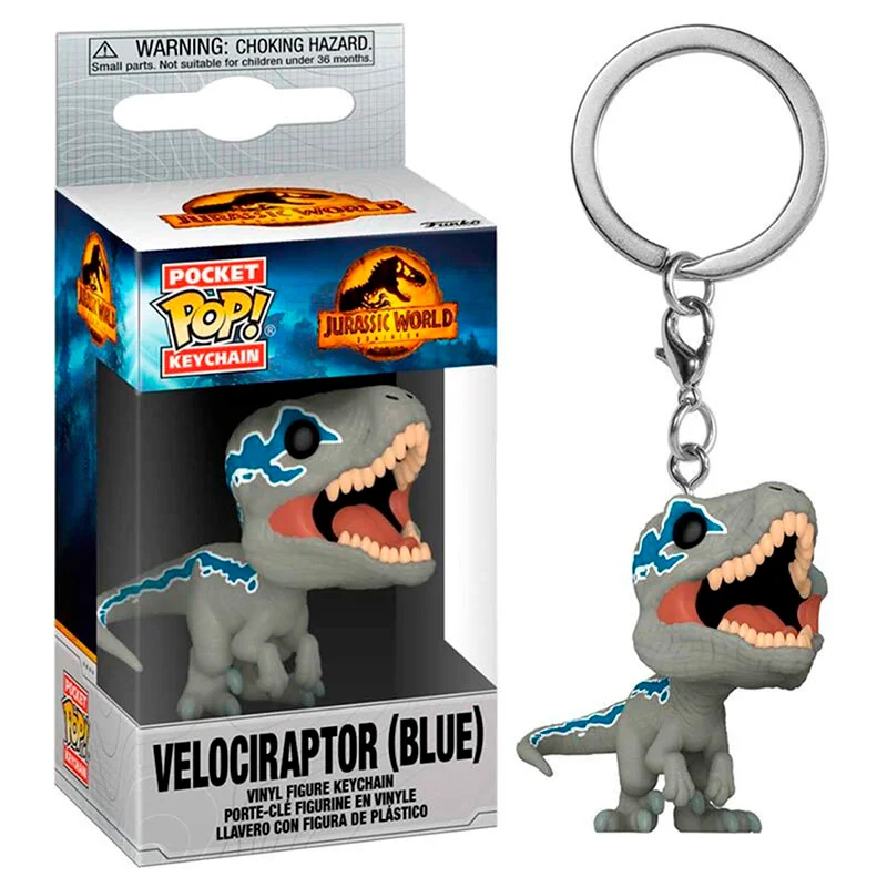 Llavero POCKET Velociraptor Azul