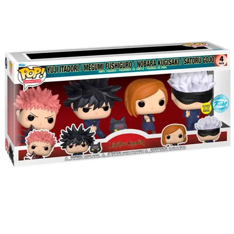 Pack 4 FUNKO POP Yuji Itadori, Megumi, Nobara y Satoru - Jujutsu Kaisen Edición Especial Brillante en la Oscuridad - Imagen 2