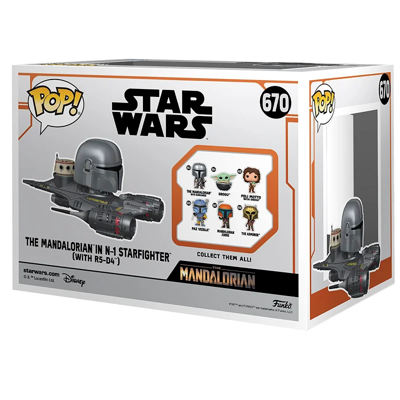 muñeco POP The Mandalorian en el N1 Starfighter 670